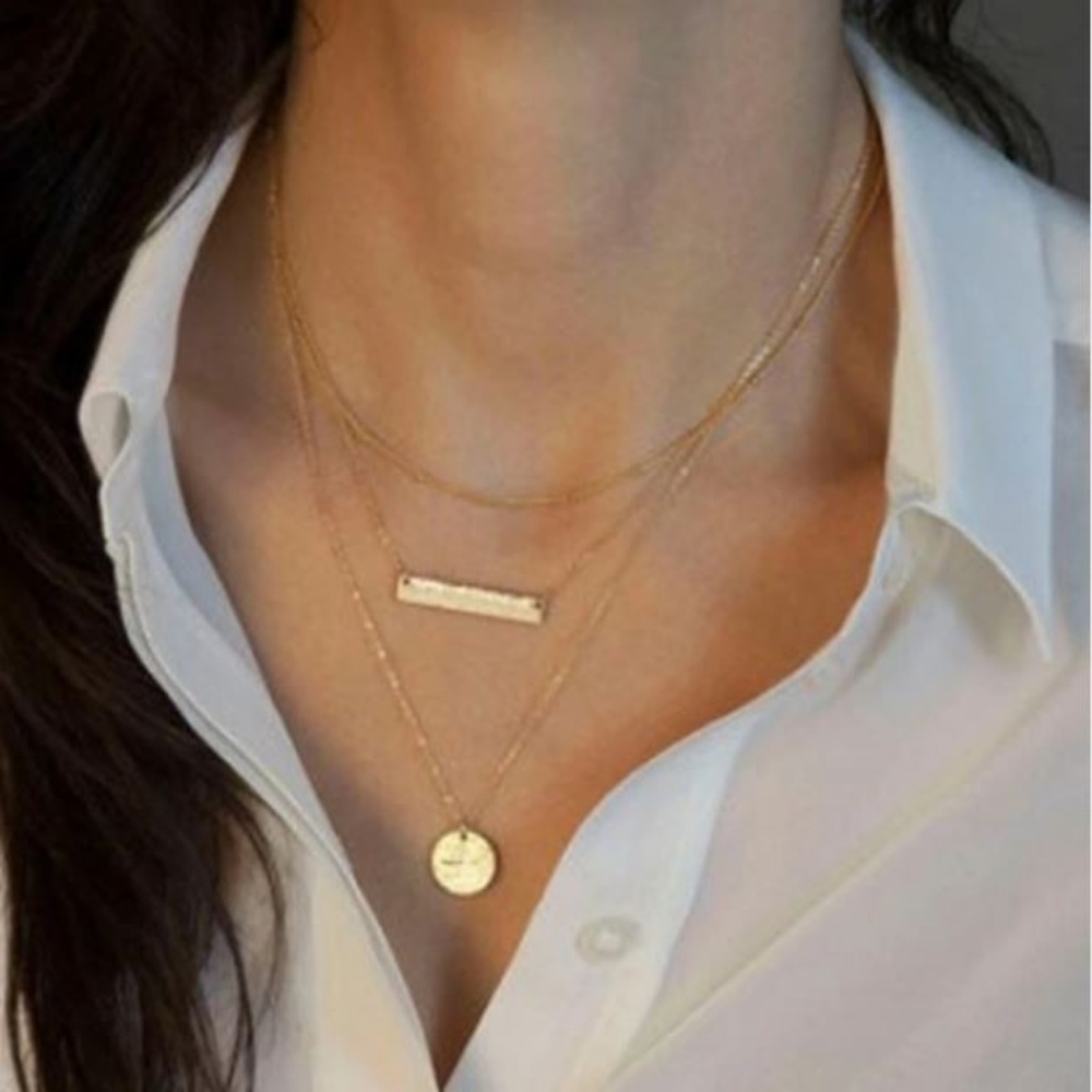 4 for $25 Elegant Layer Gold Bar Pendant Neclace